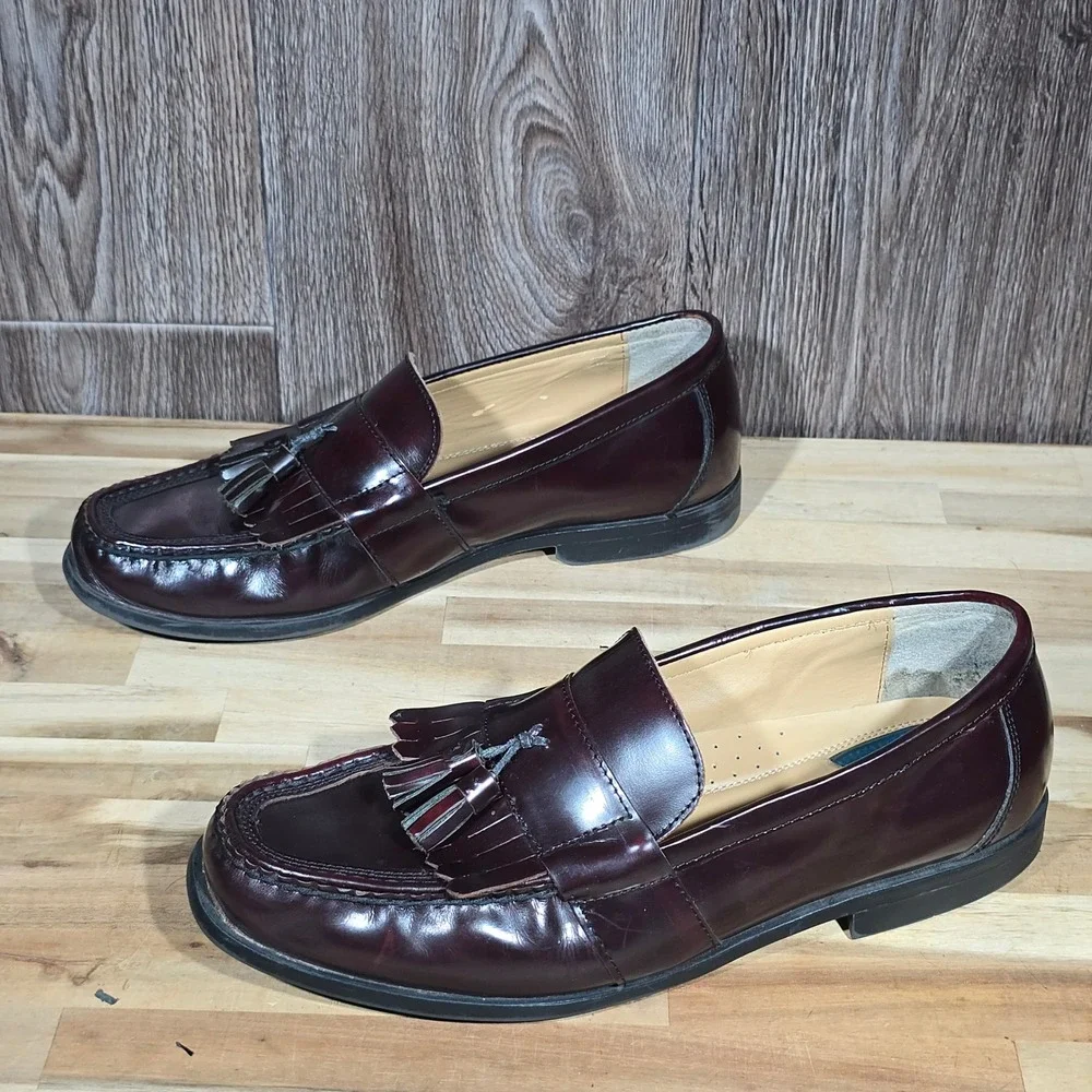 Nunn Bush Men's KORE Tassel‎ Kiltie Loafers 12M Burgundy Leather Dress Shoes